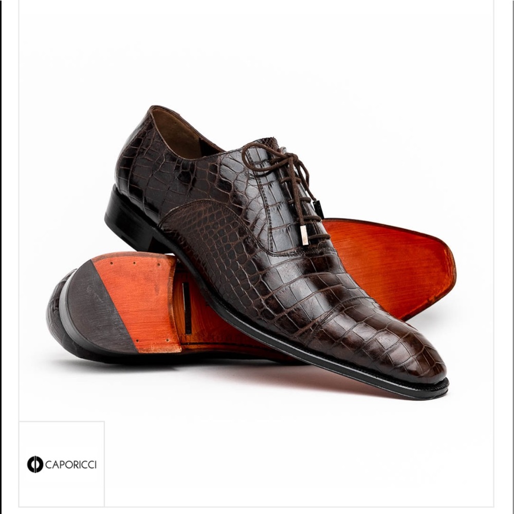 Caporicci 1114 D.Brown Genuine Alligator Shoes